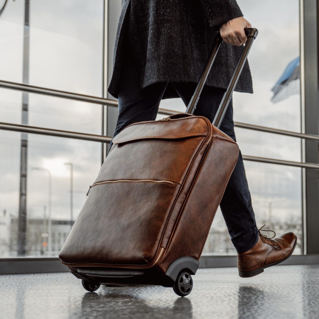 Leather Travel Tote with Trolley Sleeve